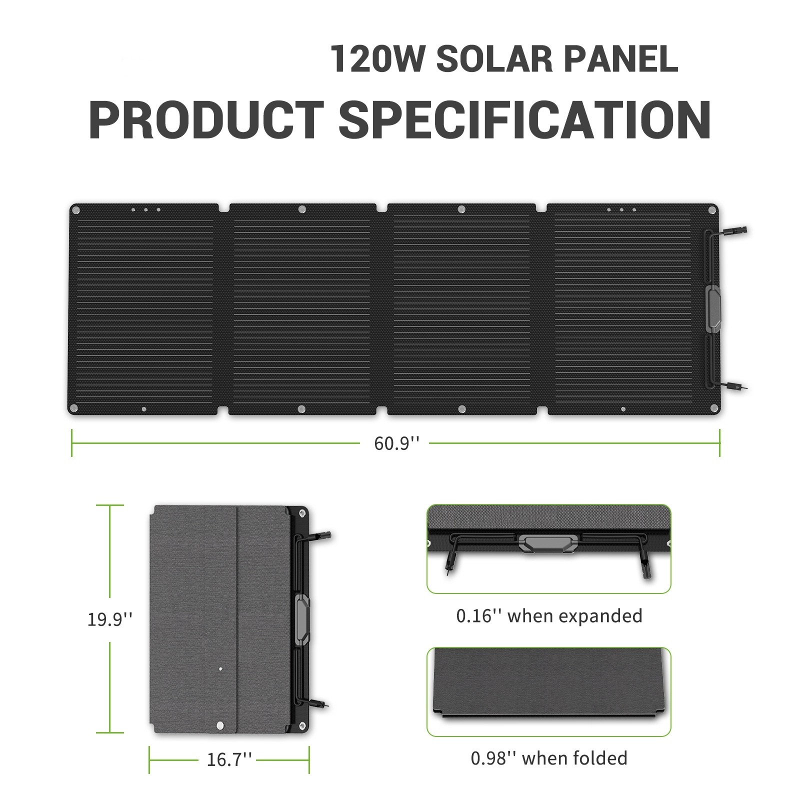 用于电站的 120W 便携式太阳能电池板，可折叠带支架 IP65 防水户外 RV 露营车停电 